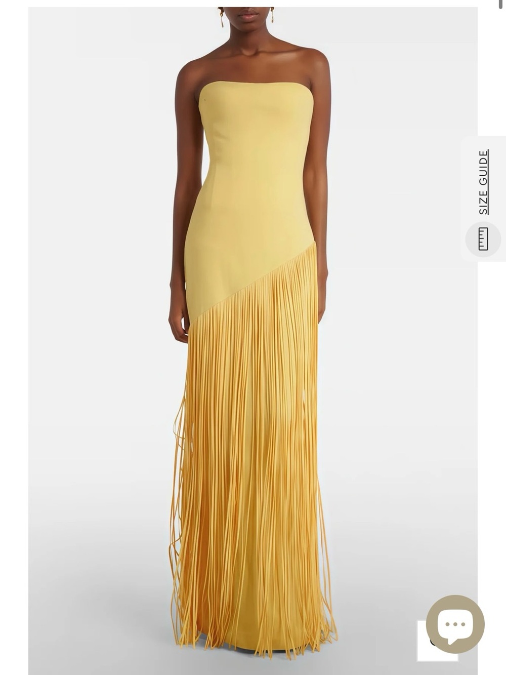 Strapless Yellow Fringe Maxi Dress